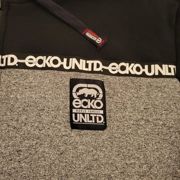 Ecko Unltd Mens Full Zip Warm Activewear Hoodie Spell Out Logo Gray Size 2XL - Picture 3 of 9